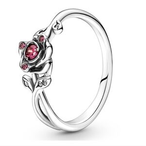 Elegant Silver and Pink Rose Ring